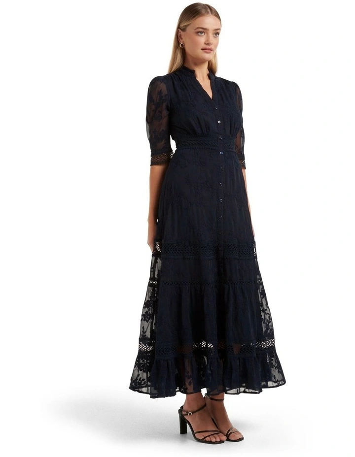 Lila Embroidered Midi Dress in Blue image 3
