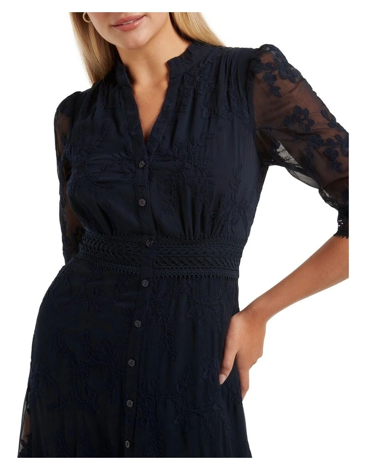 Lila Embroidered Midi Dress in Blue image 4