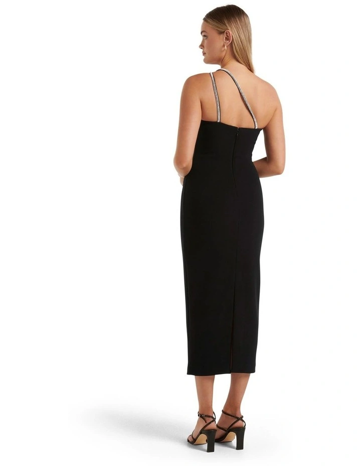 Jasmine Teardrop Bodycon Midi Dress in Black image 2