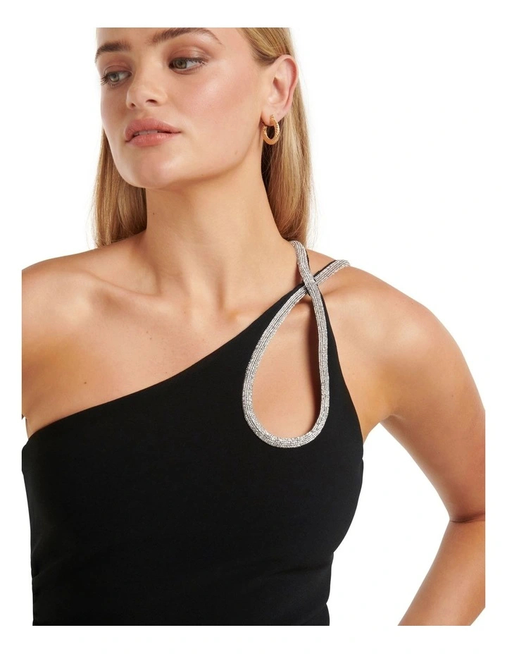 Jasmine Teardrop Bodycon Midi Dress in Black image 4