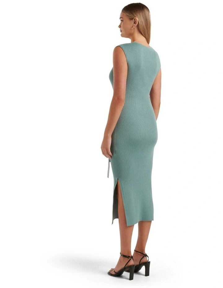 Jacinta Tie Front Knit Midi Dress in Green image 2