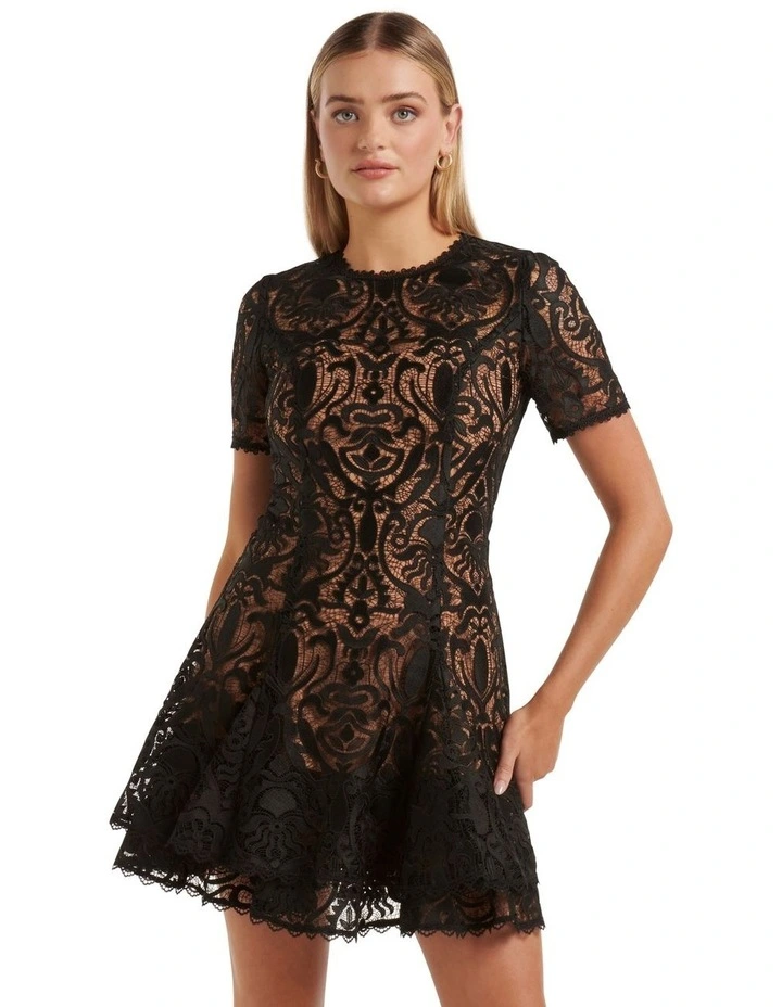 Cornelia Layered Geo Lace Mini in Black image 1