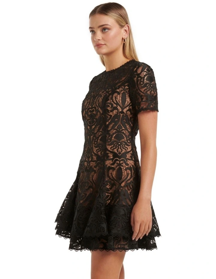 Cornelia Layered Geo Lace Mini in Black image 3