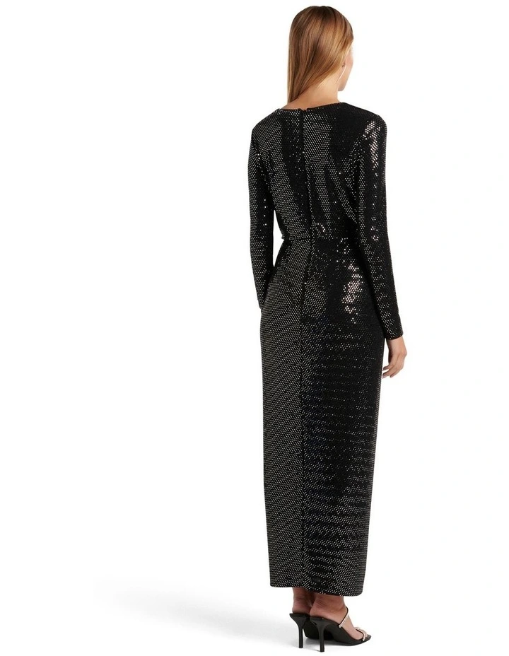 Larissa Metallic Twist Midi Dress in Black image 2