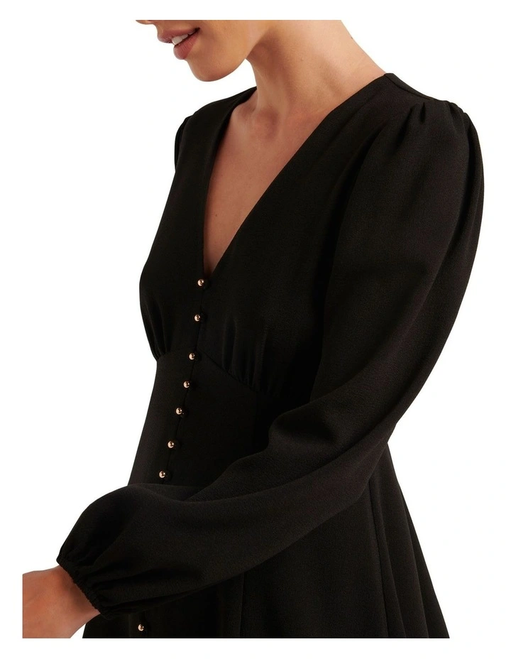 Melody Button Down Mini Dress in Black image 4