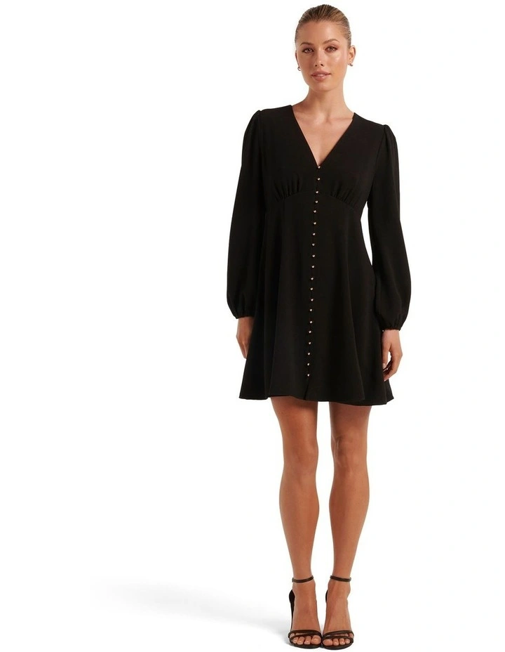 Melody Button Down Mini Dress in Black image 5