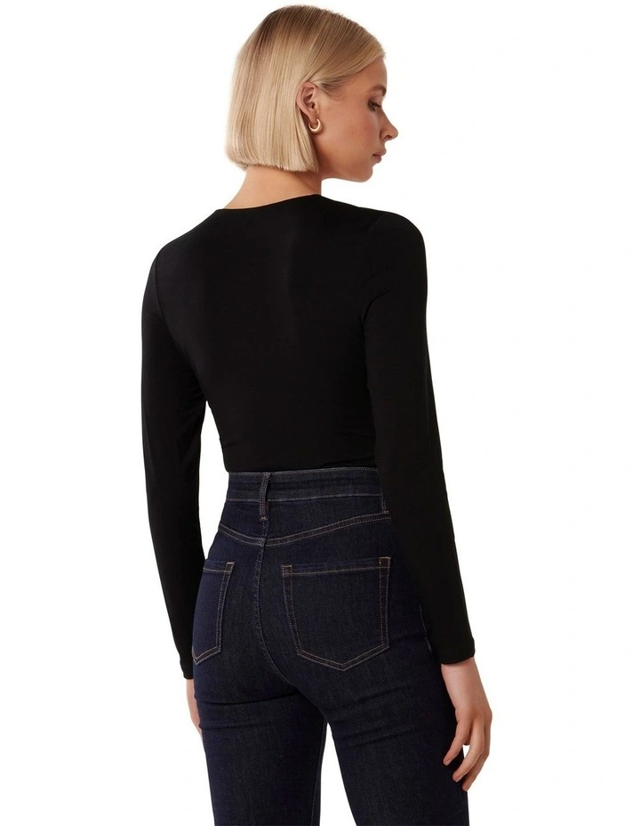 Millie Square Neck Bodysuit in Black image 2
