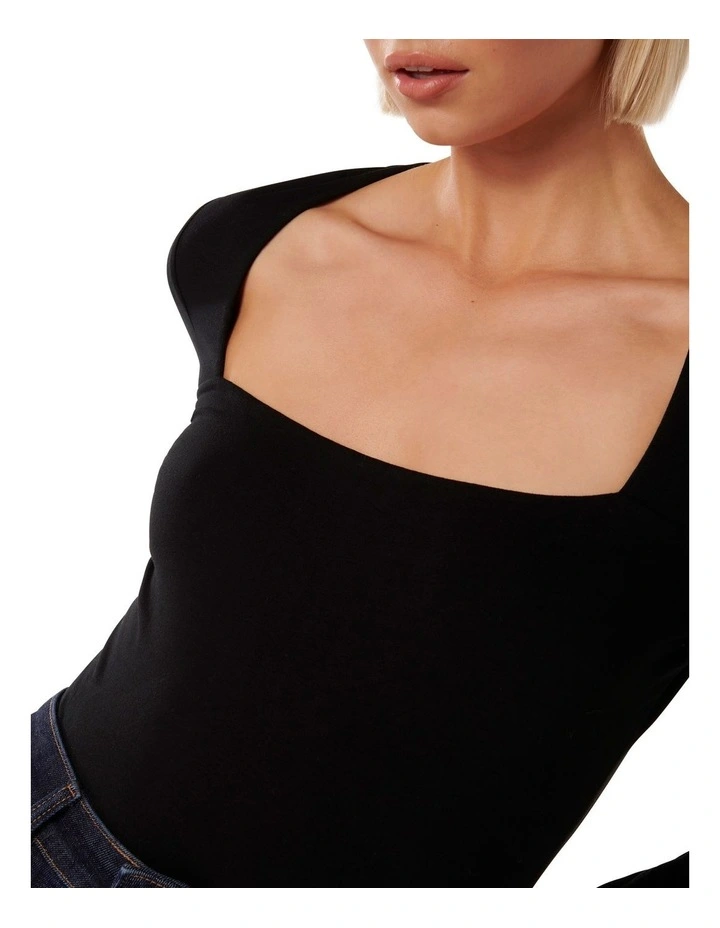 Millie Square Neck Bodysuit in Black image 4
