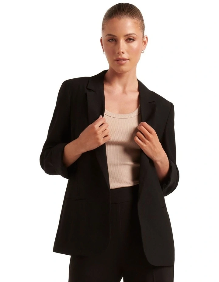 Olive Boyfriend Blazer in Black image 1