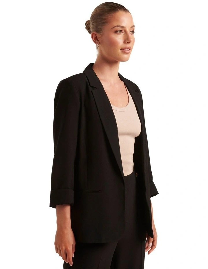 Olive Boyfriend Blazer in Black image 3