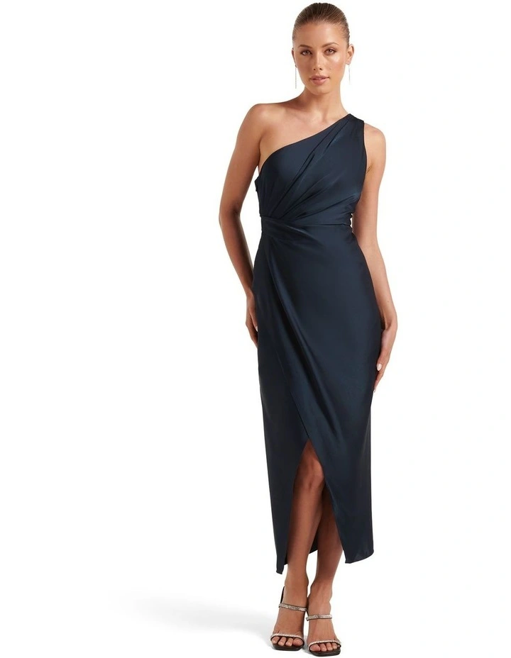 Melissa One Shoulder Dress in Navy image 1