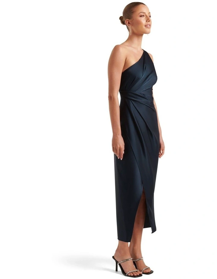 Melissa One Shoulder Dress in Navy image 3