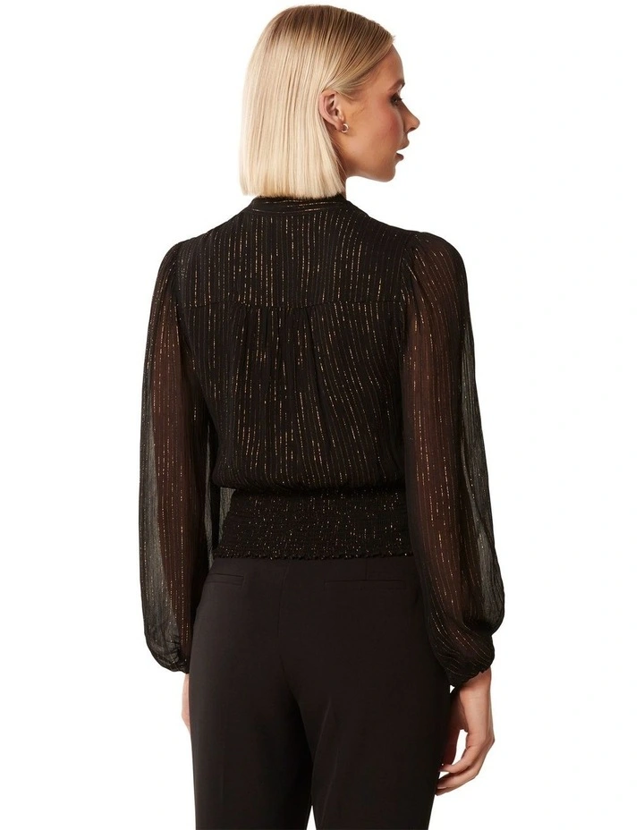 Gloria Gold Foil Blouse in Black image 2