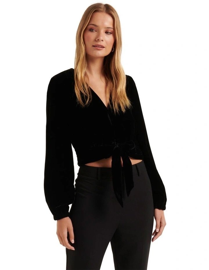 Violetta Velvet V Neck in Black image 1