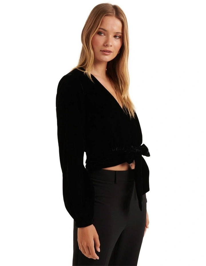 Violetta Velvet V Neck in Black image 3