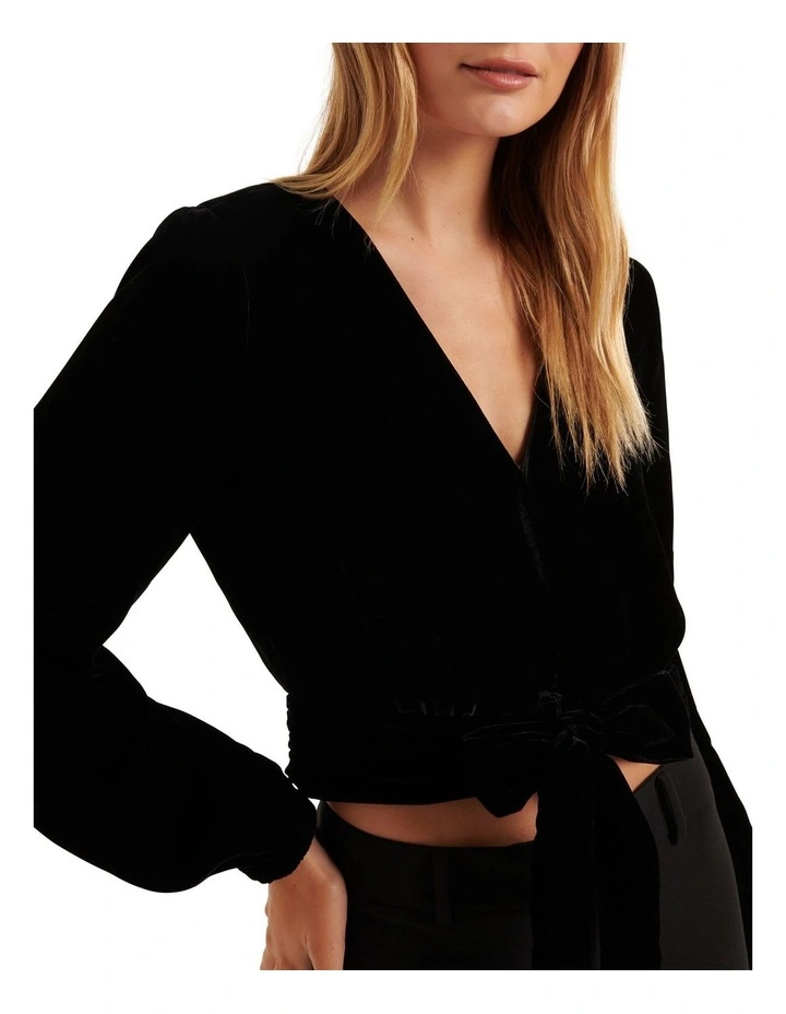Violetta Velvet V Neck in Black image 4