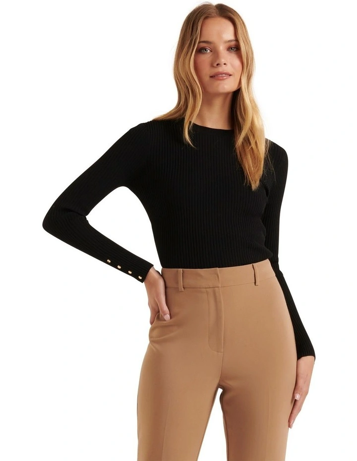 Sienna Layering Rib Knit Top in Black image 1