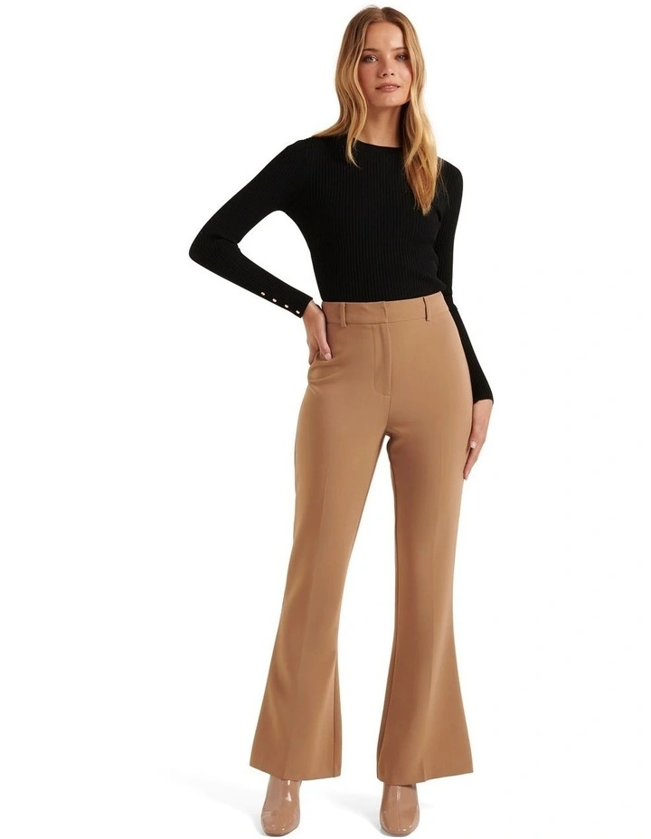 Forever New Sienna Layering Rib Knit Top in Black | MYER
