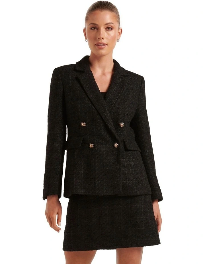 Camilla Double Breasted Boucle Jacket in Black image 1