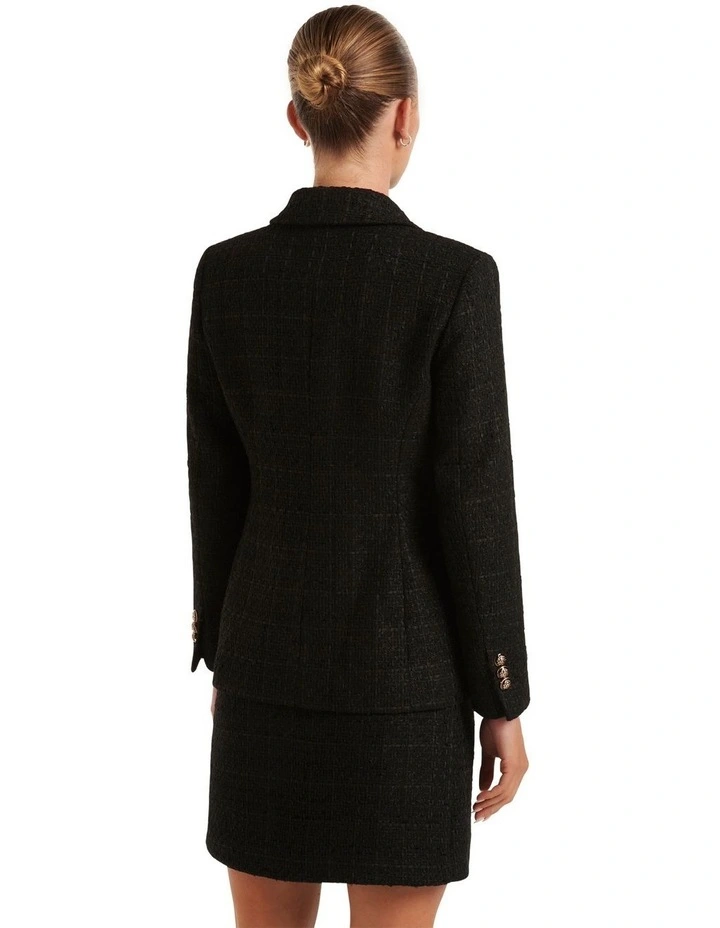 Camilla Double Breasted Boucle Jacket in Black image 2