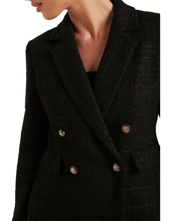 Camilla Double Breasted Boucle Jacket in Black image 4