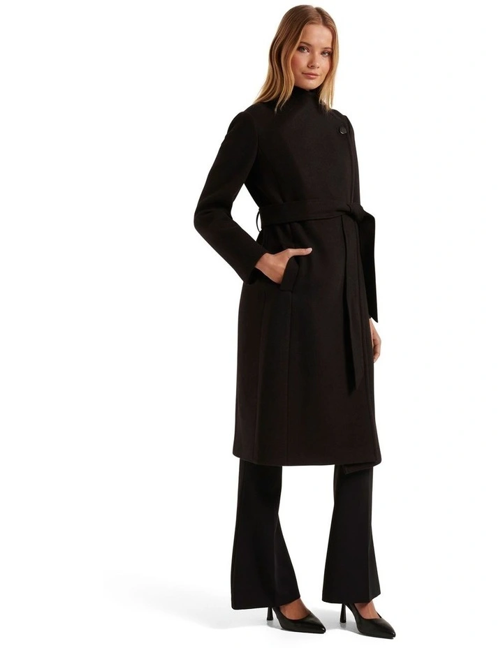 Bridget Funnel Neck Coat in Black image 3