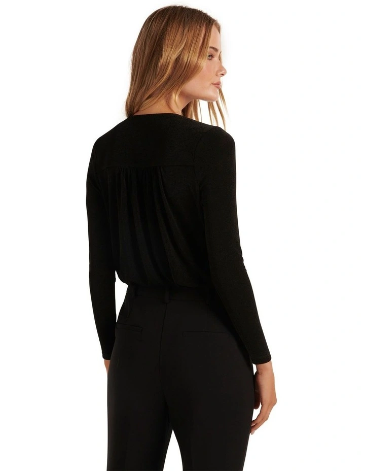 Innana Wrap Front Bodysuit in Black image 2