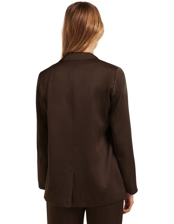 Sandy Satin Boyfriend Blazer in Brown image 2