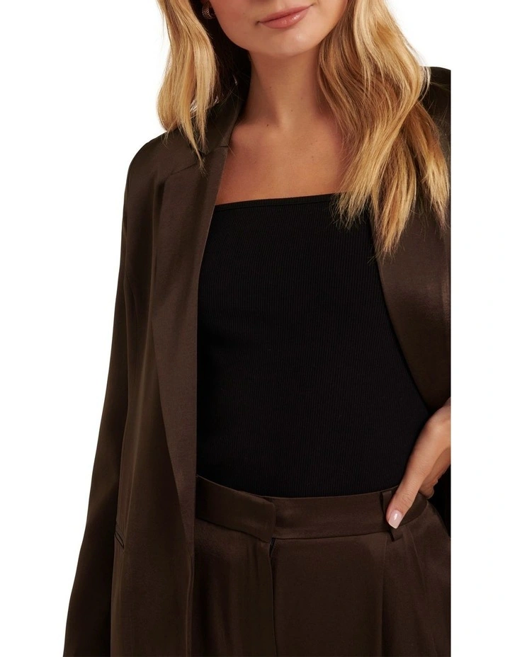 Sandy Satin Boyfriend Blazer in Brown image 4