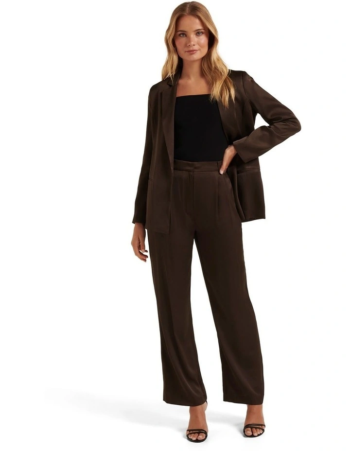Sandy Satin Boyfriend Blazer in Brown image 5