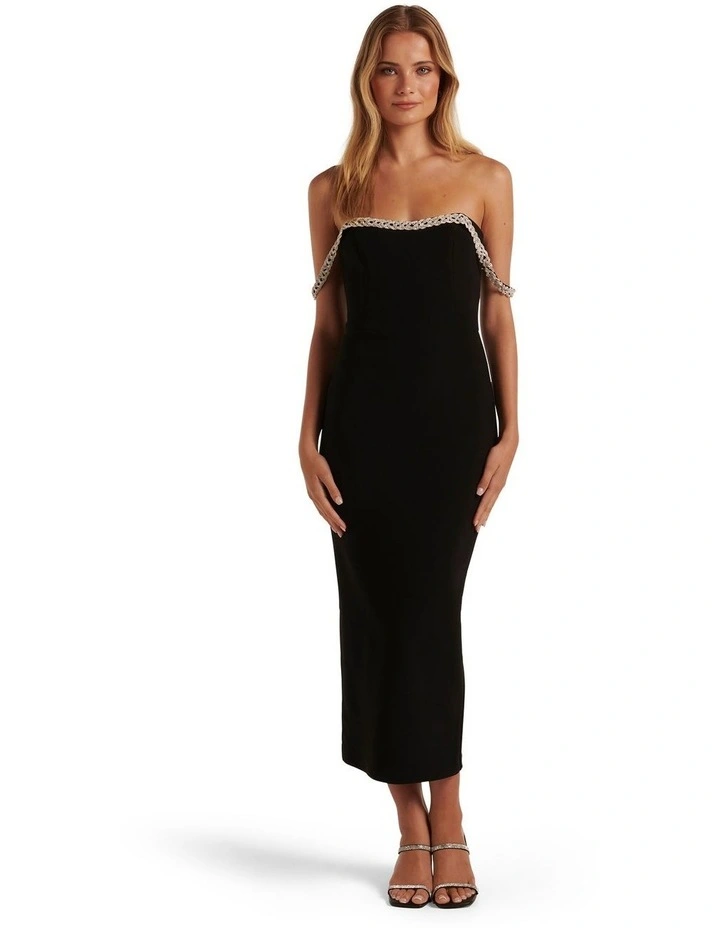 Michaella Diamante Off Shoulder Dress in Black image 1