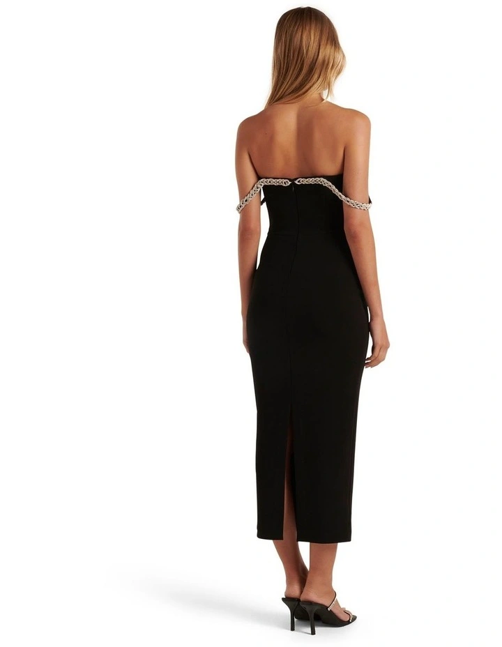 Michaella Diamante Off Shoulder Dress in Black image 2