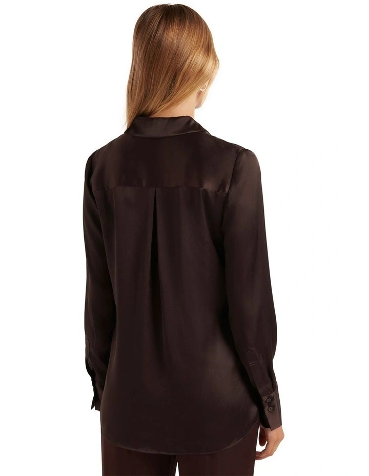 Celia Satin Shirt in Brown image 2