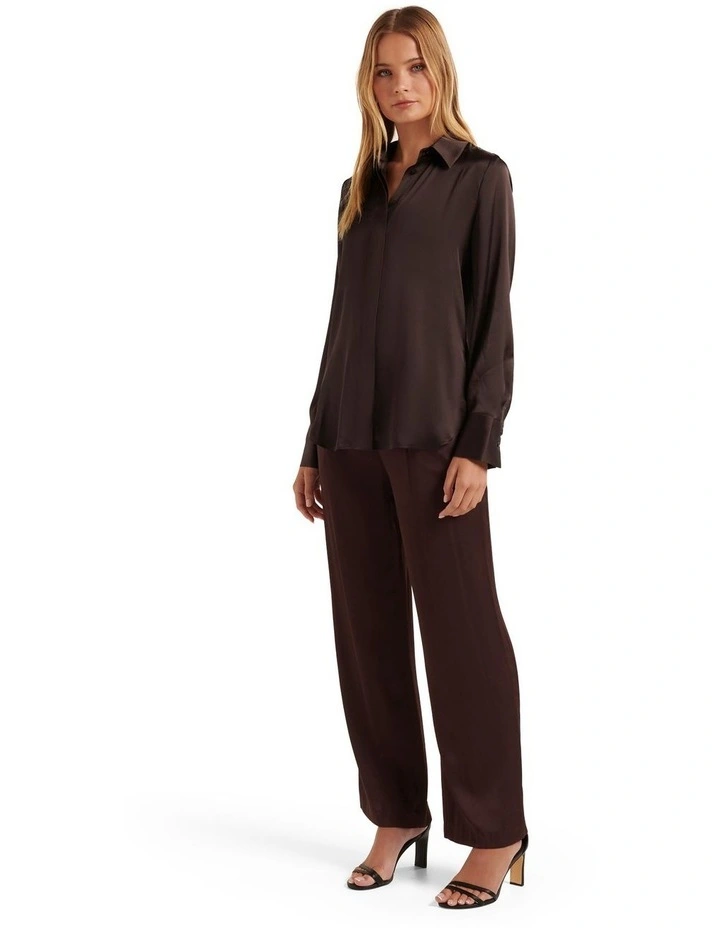 Celia Satin Shirt in Brown image 5