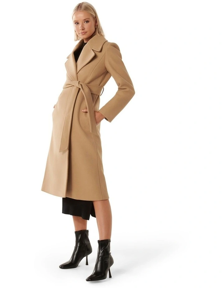 Billie Wrap Coat in Brown image 3