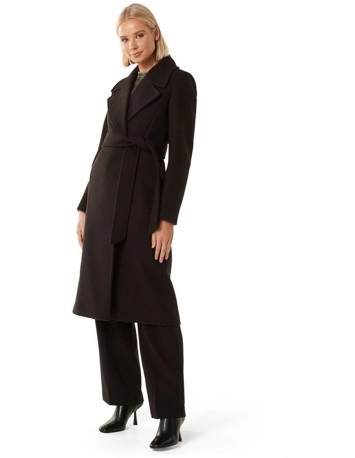 Billie Wrap Coat in Black image 3