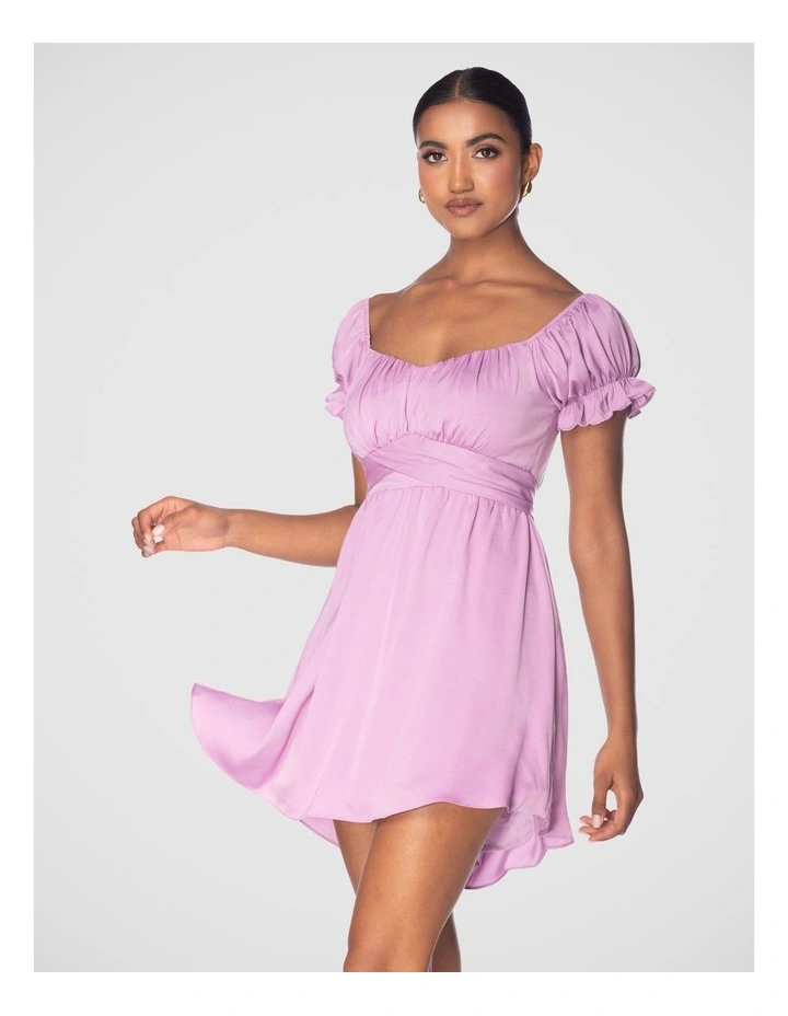 Rosette Mini Dress in Lilac image 2