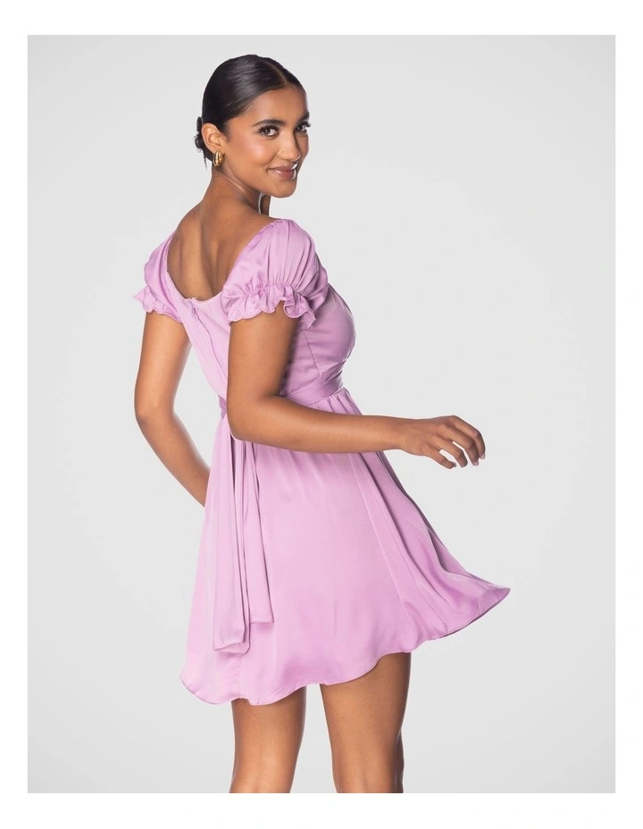 Rosette Mini Dress in Lilac image 3