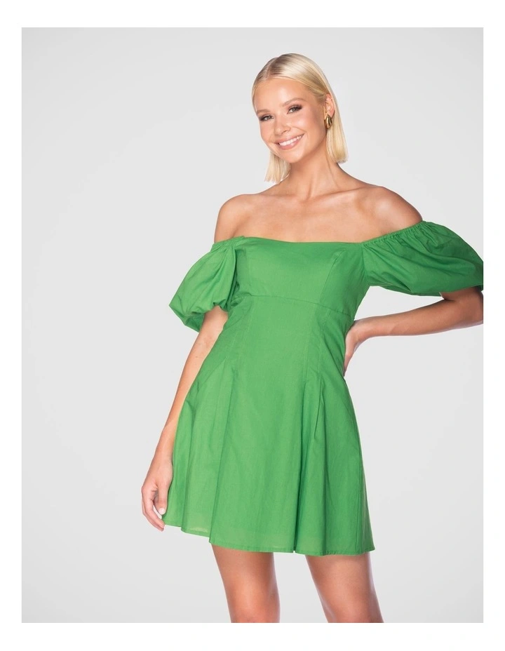 Glenda Mini Dress in Green image 4