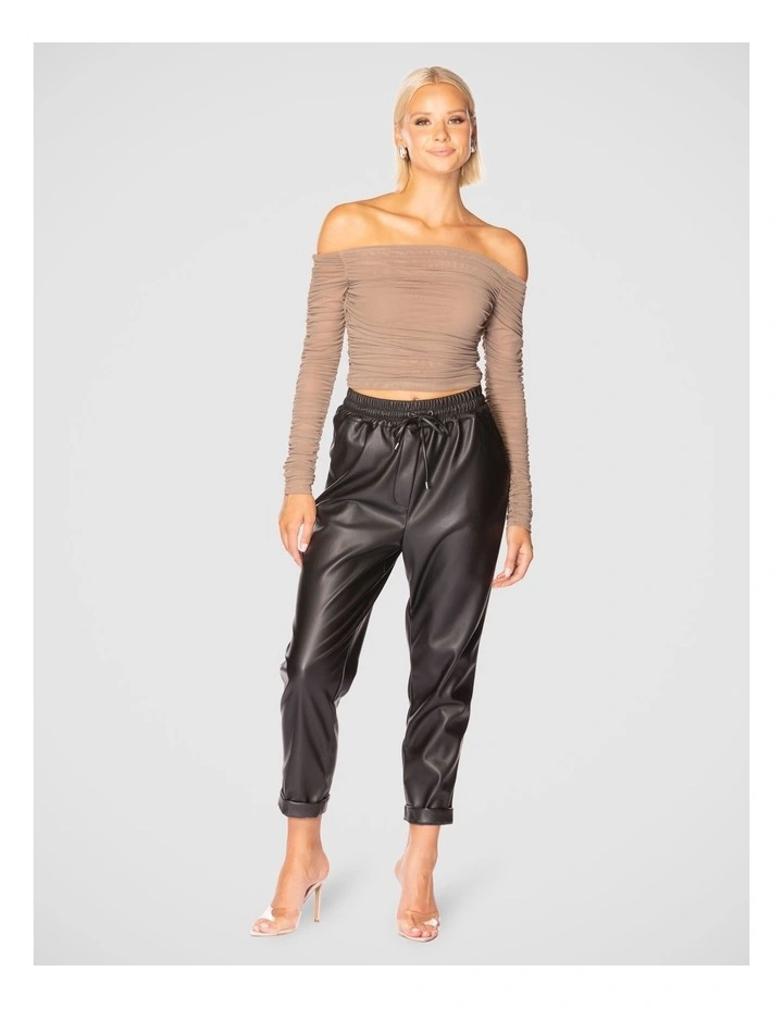 Kai Off Shoulder Mesh Top in Taupe image 5