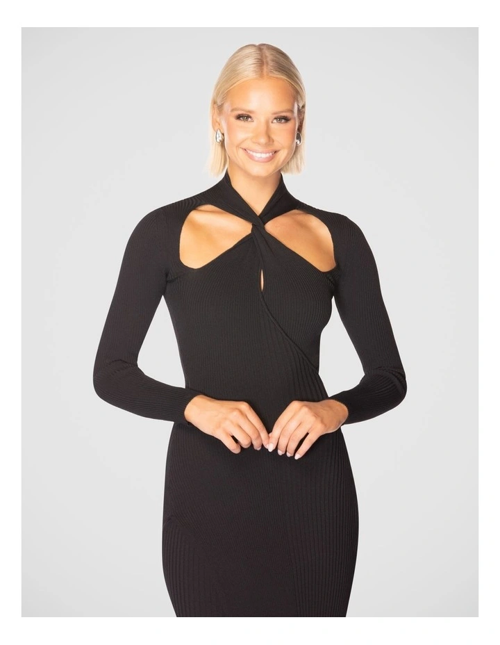 Noemi Knit Dress in Black image 4