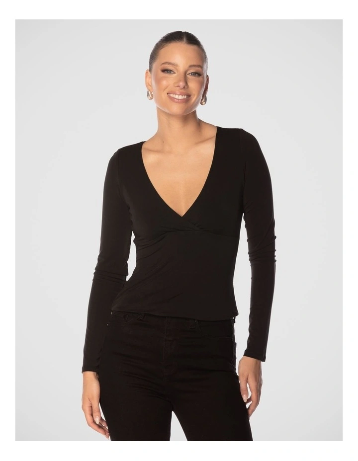 Chaya V Neck Top in Black image 1
