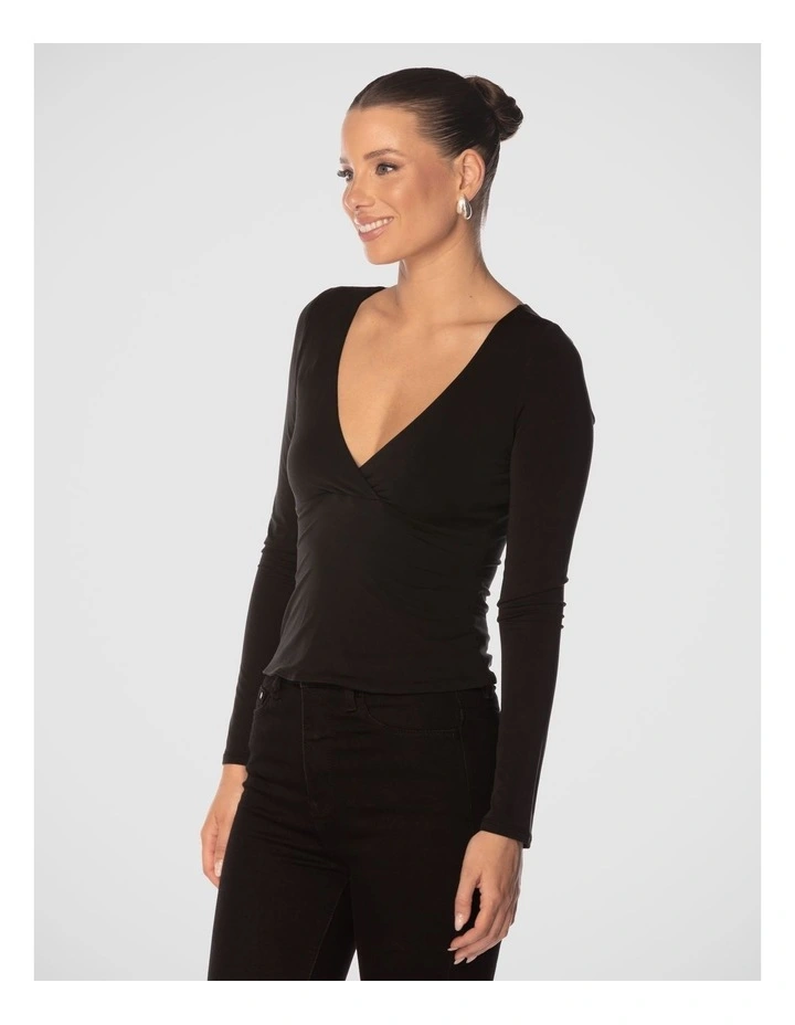 Chaya V Neck Top in Black image 2