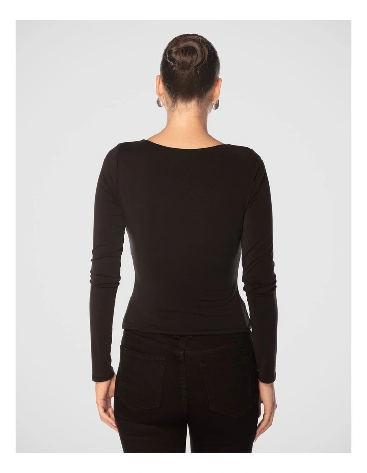 Chaya V Neck Top in Black image 3