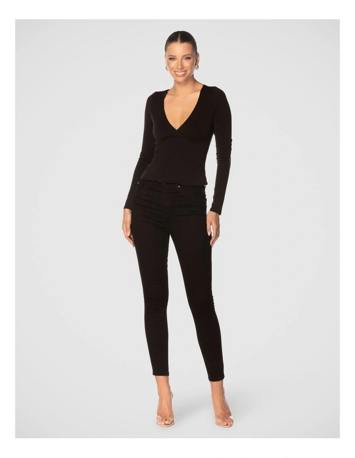 Chaya V Neck Top in Black image 4
