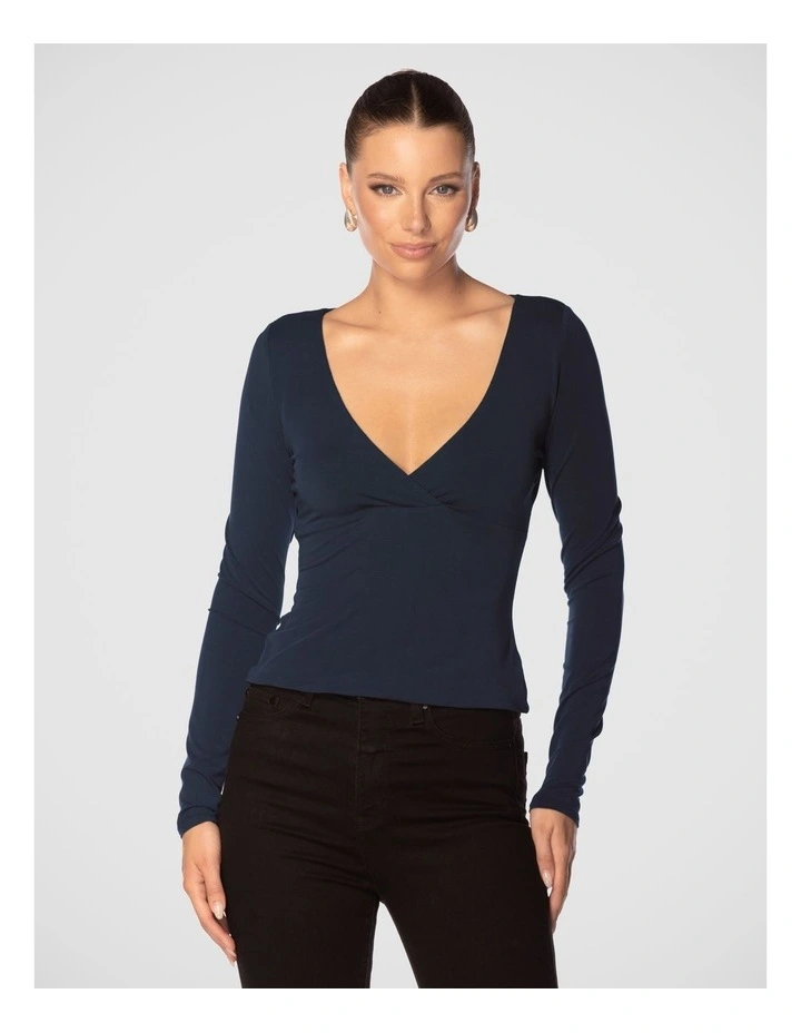 Chaya V Neck Top in Steel image 1