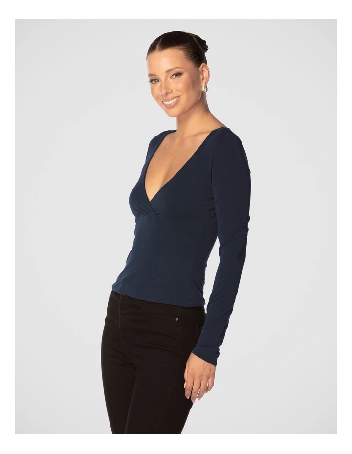 Chaya V Neck Top in Steel image 2