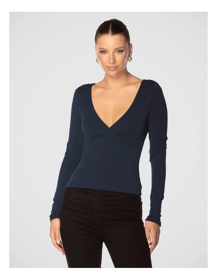 Chaya V Neck Top in Steel image 4