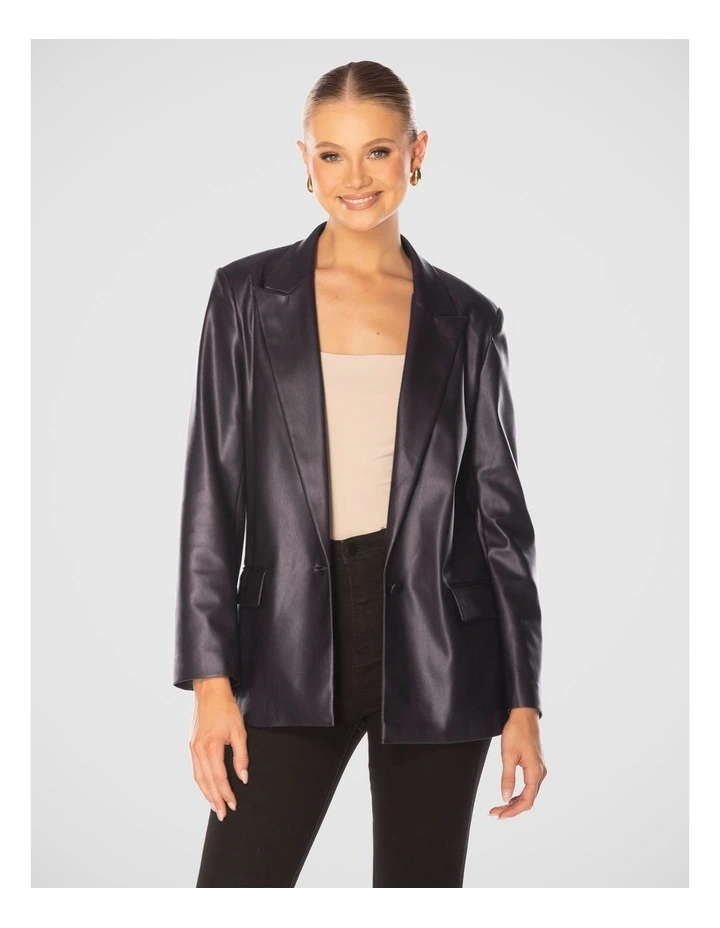 Elata Vegan Leather Jacket in Black image 1