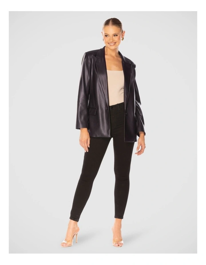 Elata Vegan Leather Jacket in Black image 5